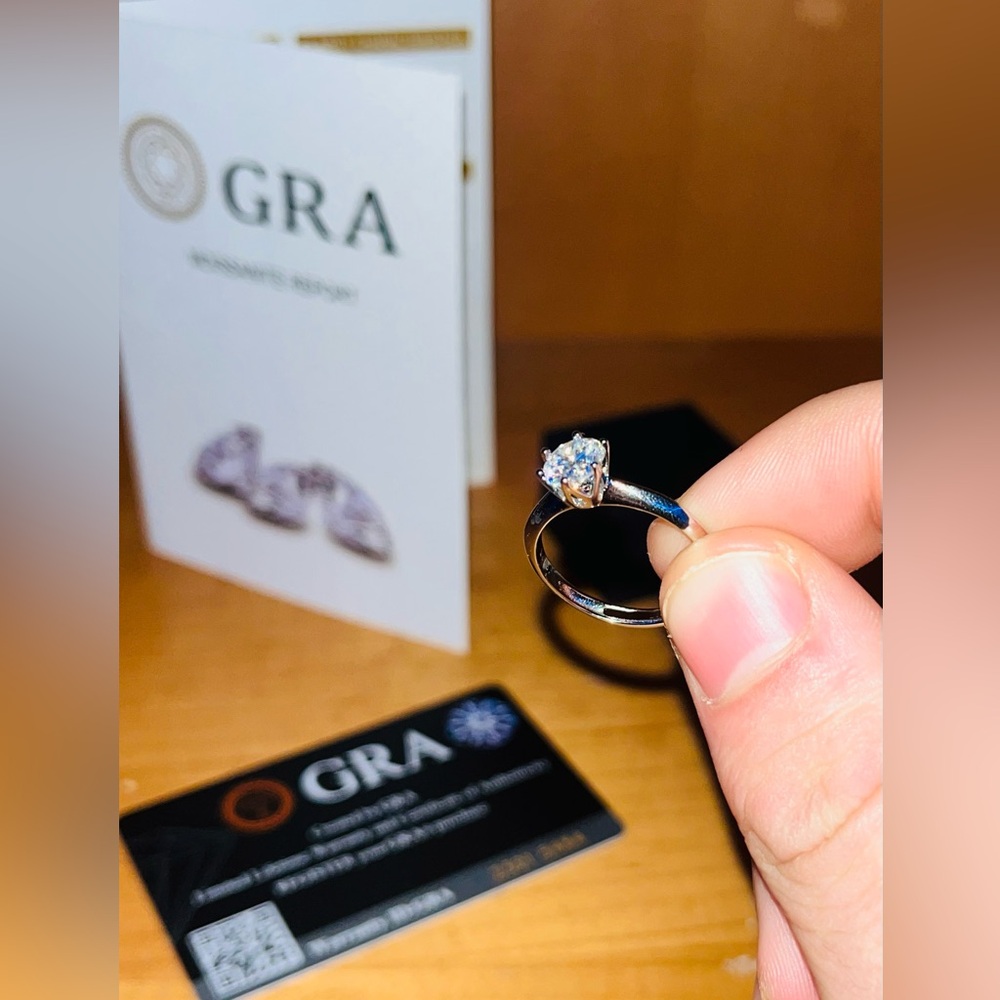 1.0ct Moissanite Engagement Ring - GRA Certified - Passes Diamond Tester